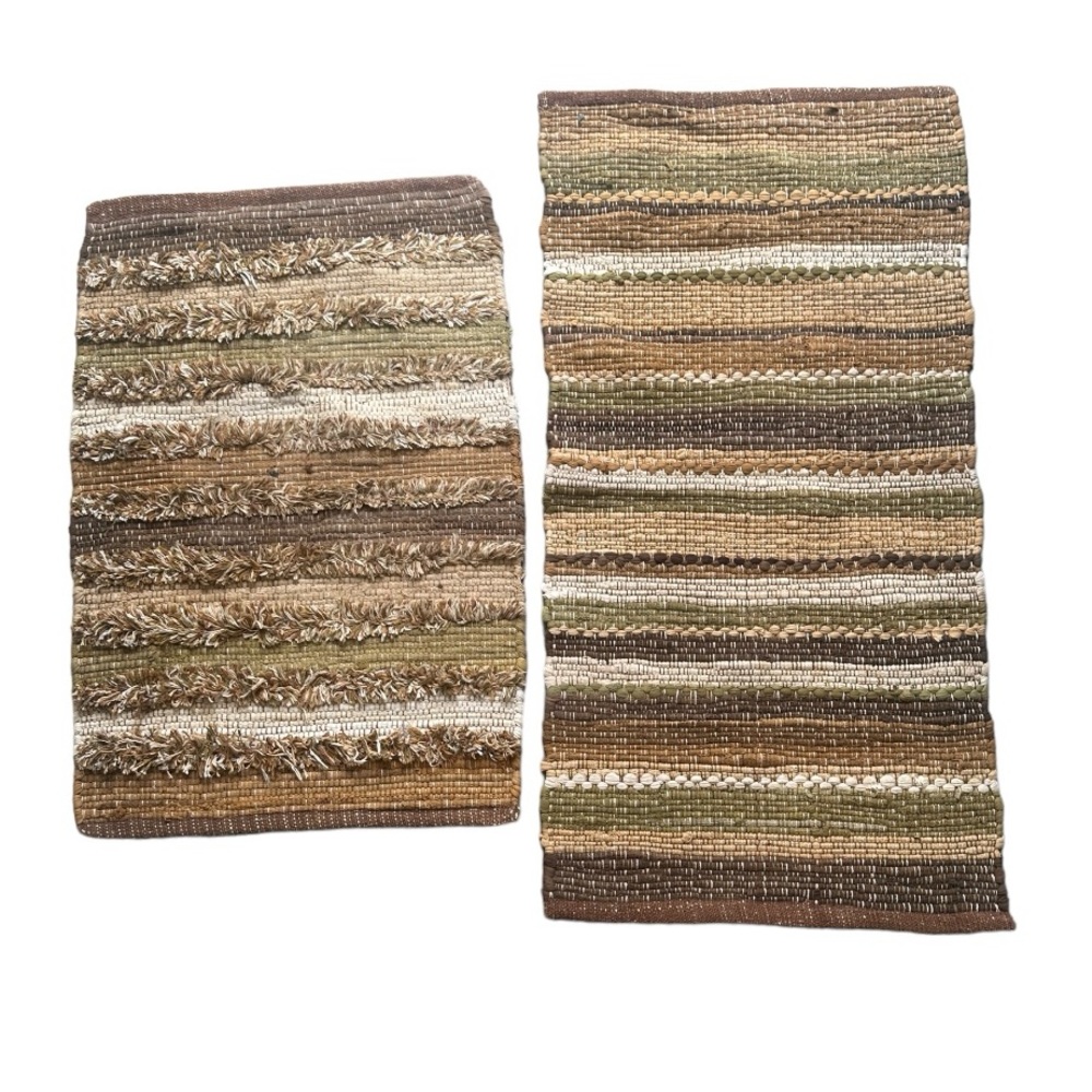 Eassential Home 2 Piece Neutral Earth Tone Bathroom Mat Set EUC